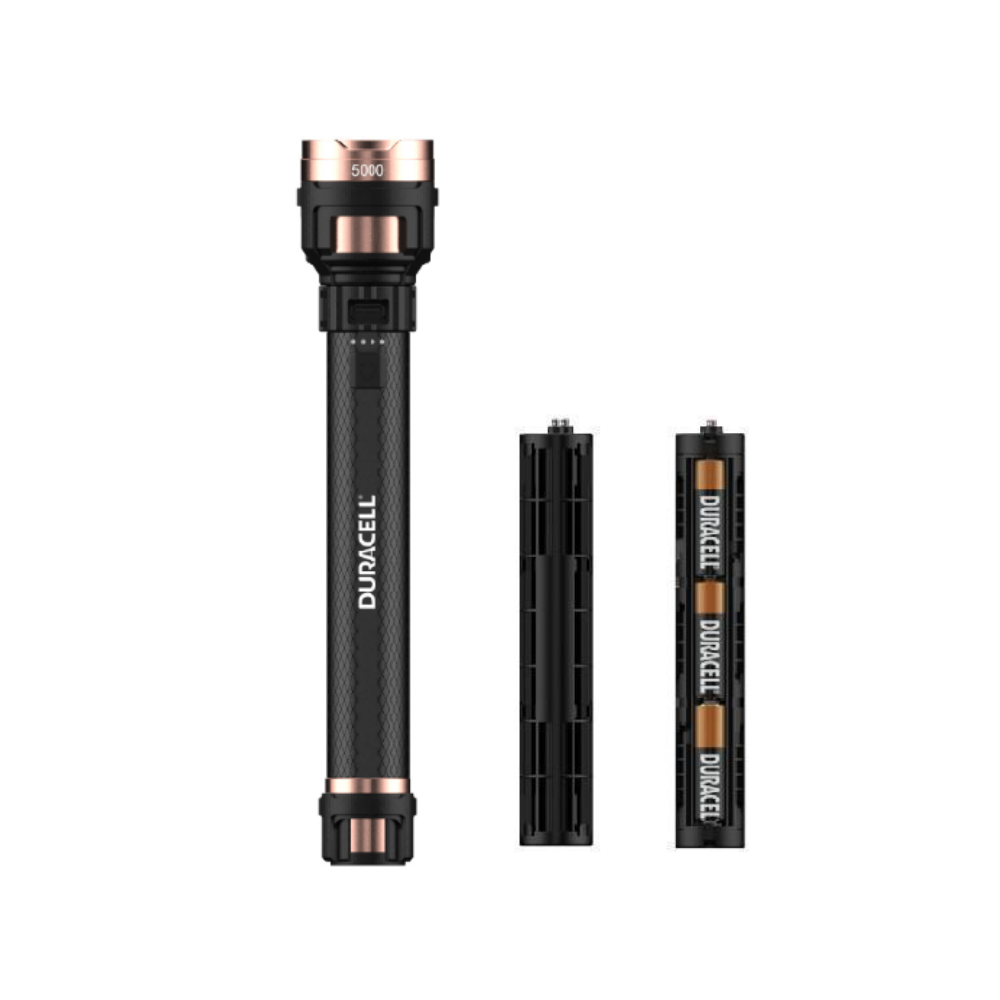 Duracell 5000LM Hybrid LED Flashlight 1PK-NP2282 (1×18650+9AA Version)