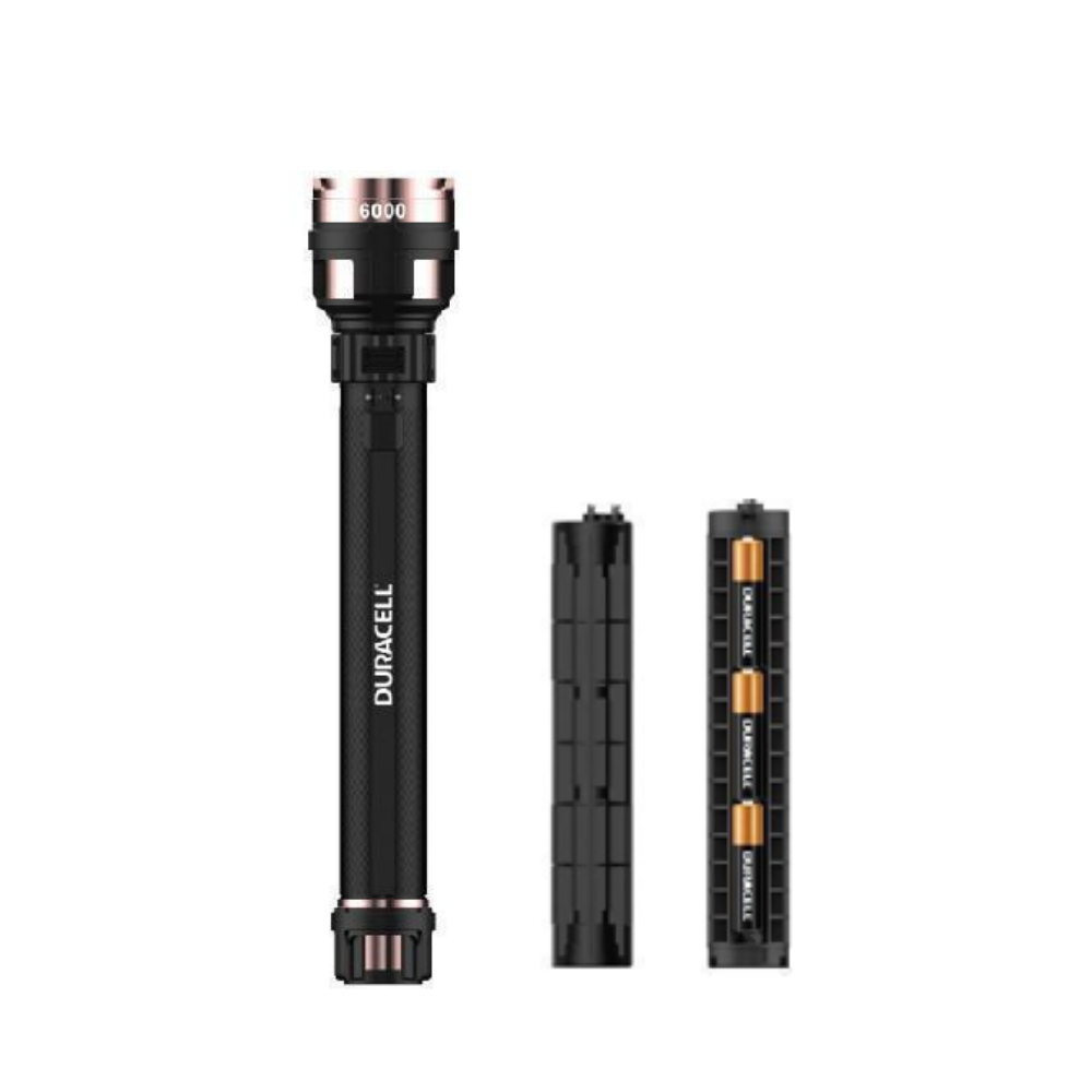 Duracell 6000LM Hybrid LED Flashlight 1PK-NP2283 (2×18650+9AA Version)